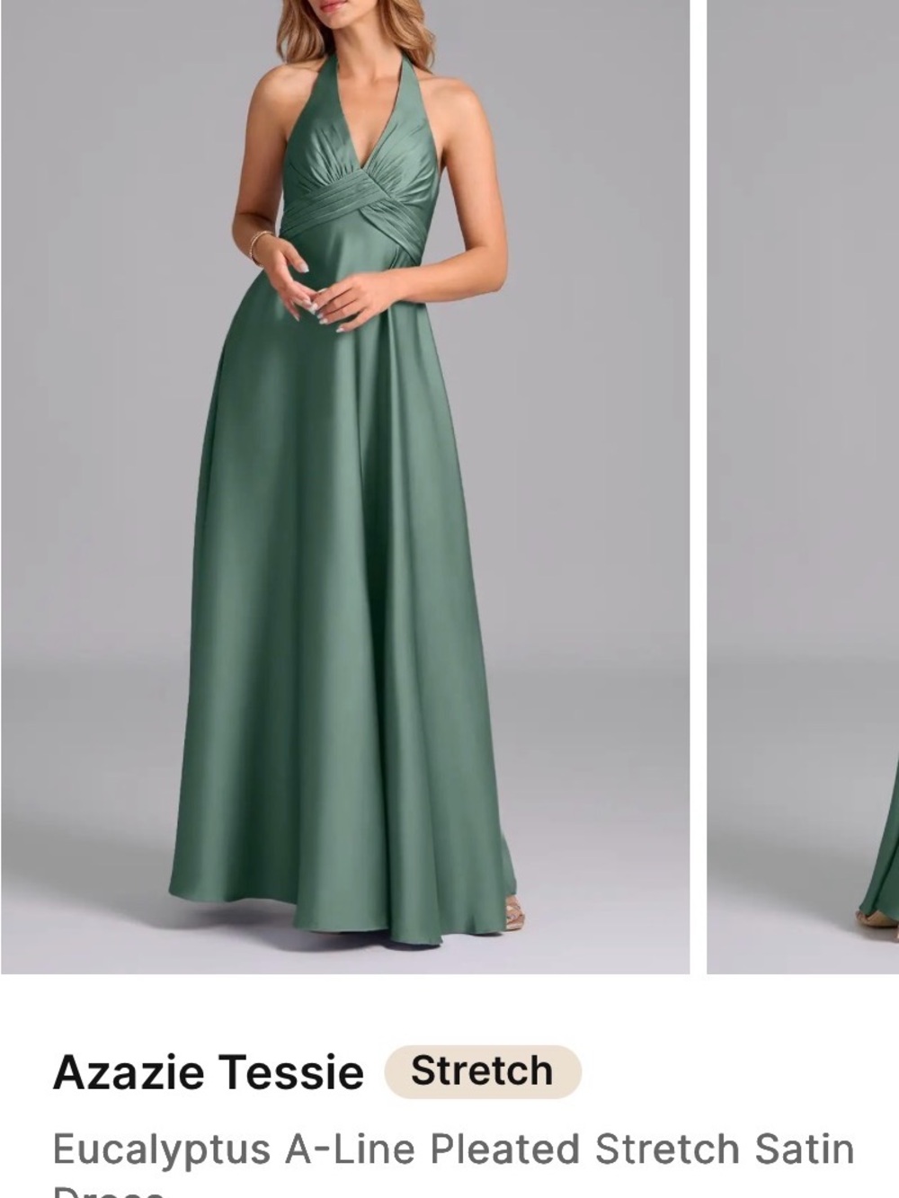 Azazie Maxi Halter Dress in Eucalyptus Green